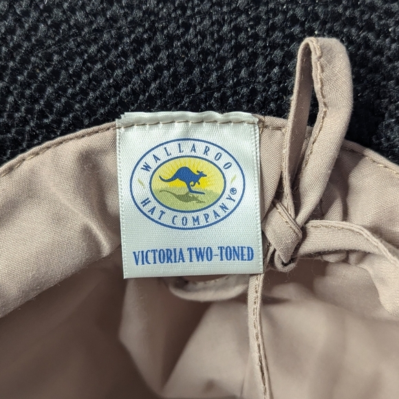 Wallaroo Victoria Two-Toned Sun Hat  Tan Black Wide Brim Boulder Colorado - Picture 2 of 5